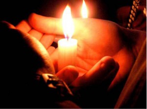 candle in hands